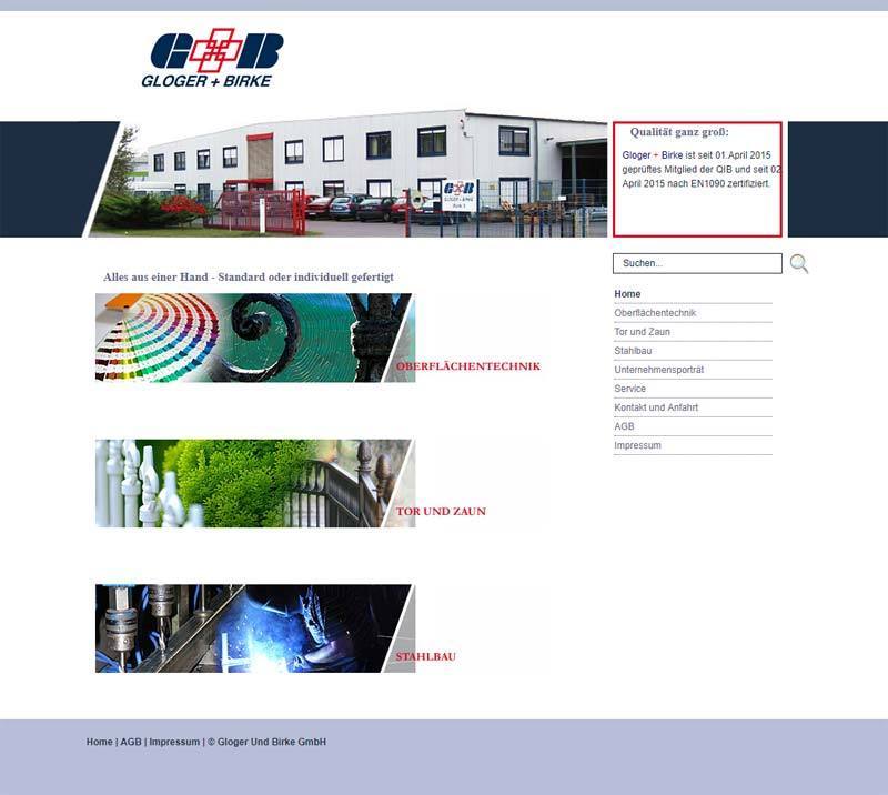 Layout Webdesign Gloger und Birke GmbH