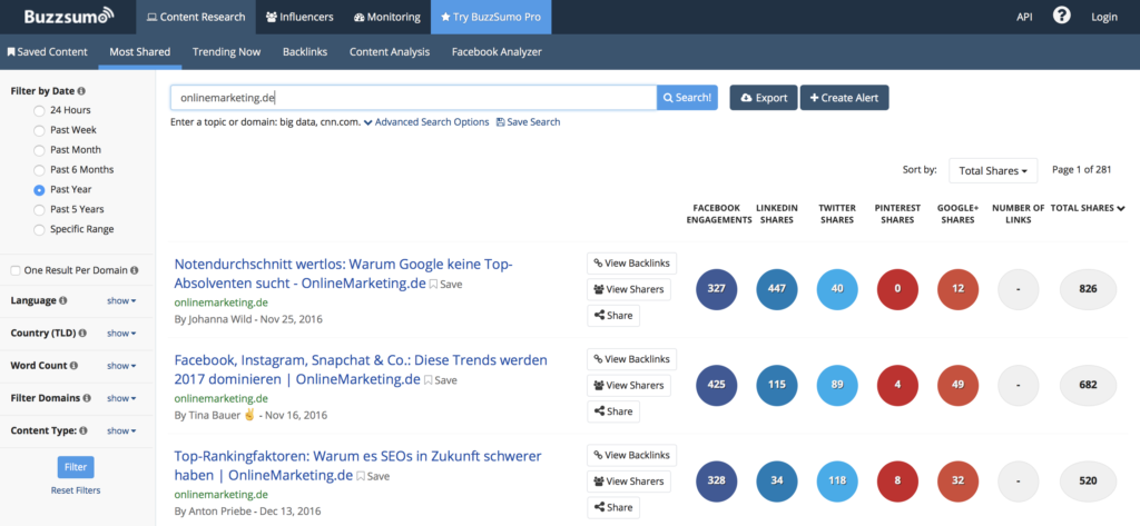 buzzsumo screenshot