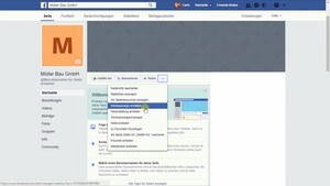 Auf Deiner Startseite unter dem Titelbild stellt Dir Facebook noch weitere Einstellungen zur Auswahl.